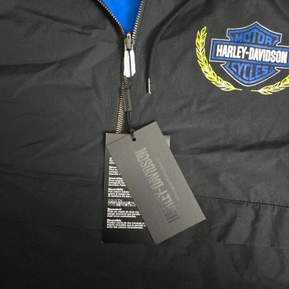 Harley-Davidson Black and Blue Racing Hoodie Men 3XL Reversible 012026 - Picture 7 of 10